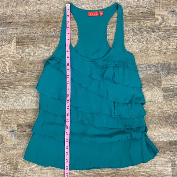 Elle Teal Ruffle front Racerback tank Small - Picture 8 of 9